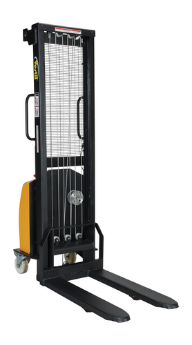 Steel Stacker with Fixed DC Powered Winch 770 Lb. Capacity Black / Yellow